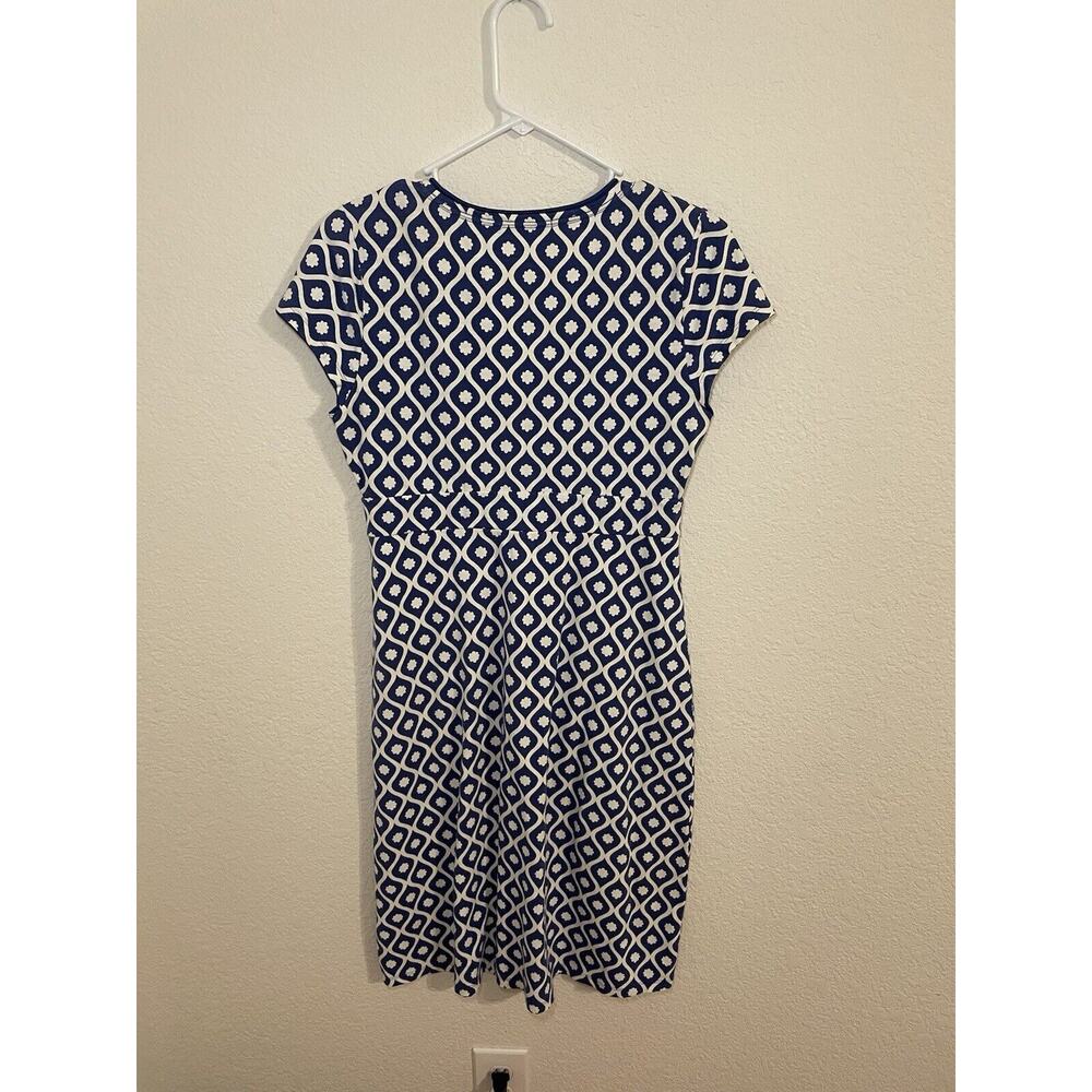 Boden Dress Womens Size 6R Blue Jersey Geometric Print V Neck Casual Work - Picture 6 of 6